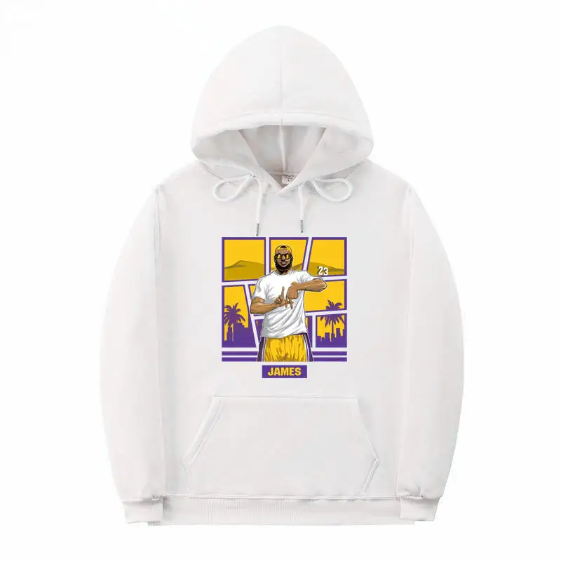 WIPU мужские толстовки LeBron James 23 King свитшоты с капюшоном в Лос-анжелесском стиле на шнуровке для фанатов LA подарок Осень-зима