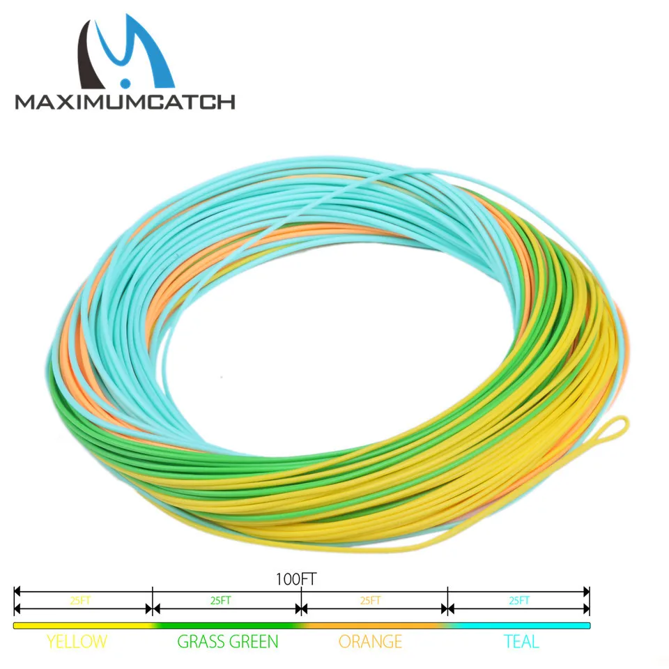Рыболовная леска Maximumcatch WF5F 25 футов/Секция 4 цвета со сварными петлями|fly line|floating