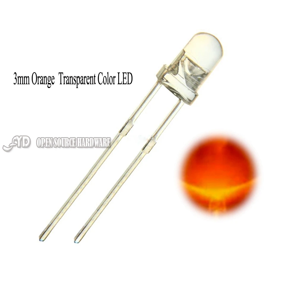 100 шт. водочистый светодиод 3 мм оранжевый круглый светильник излучающий диод