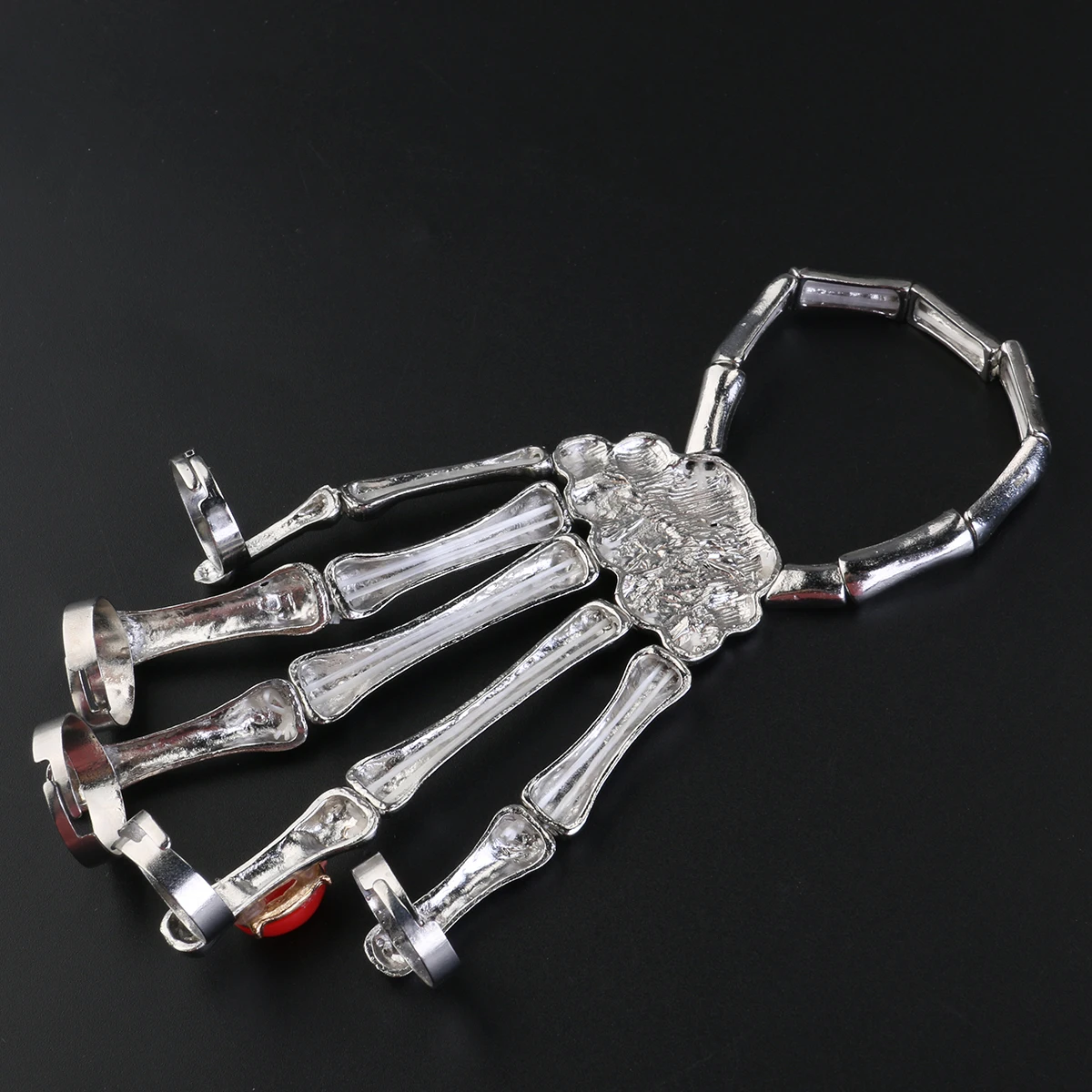 Панк рок Скелет Череп рук Кость браслет (серебро)|bone ring|skeleton skullring ring |