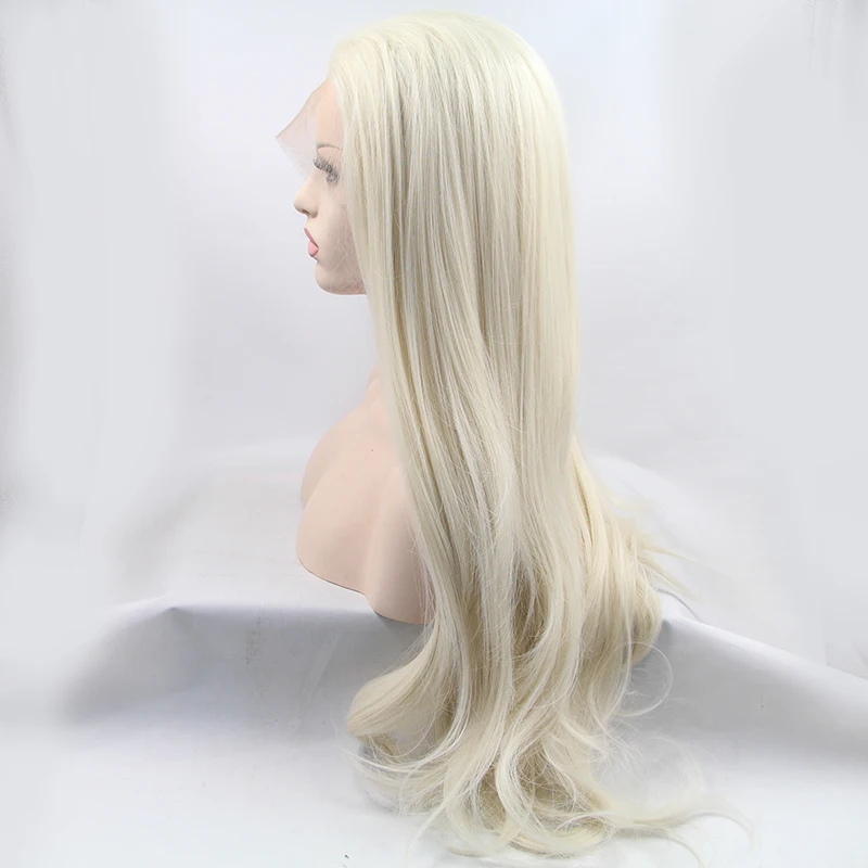 Sylvia 60#Natural Wave Hair Wig Blonde Synthetic Lace Front Wigs For Women Heat Resistant Fiber | Шиньоны и парики