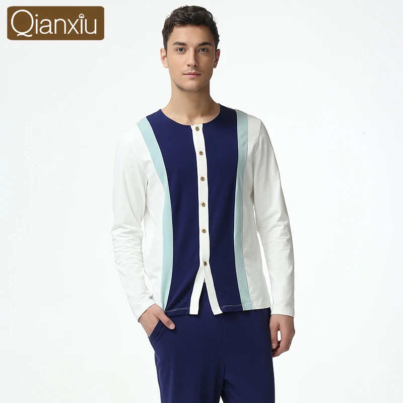 Qianxiu Pijama хомбре мужчины Kintted модальные хлопок марка одежды Большой размер пижамы