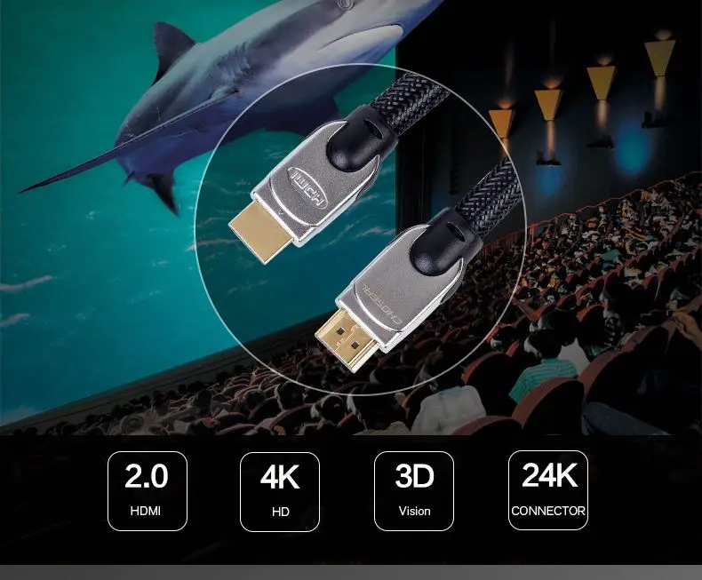 Choseal Q603 HDMI кабель 2,0 V 3D 4K* 2K диаметр 11,11 мм HD кабель нейлоновый плетеный провод для PS3/tv/компьютера/проектора/мультимедиа