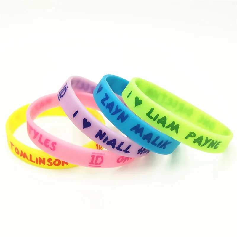 100 шт. Светящиеся в темноте силиконовые браслеты одном направлении I Love 1D