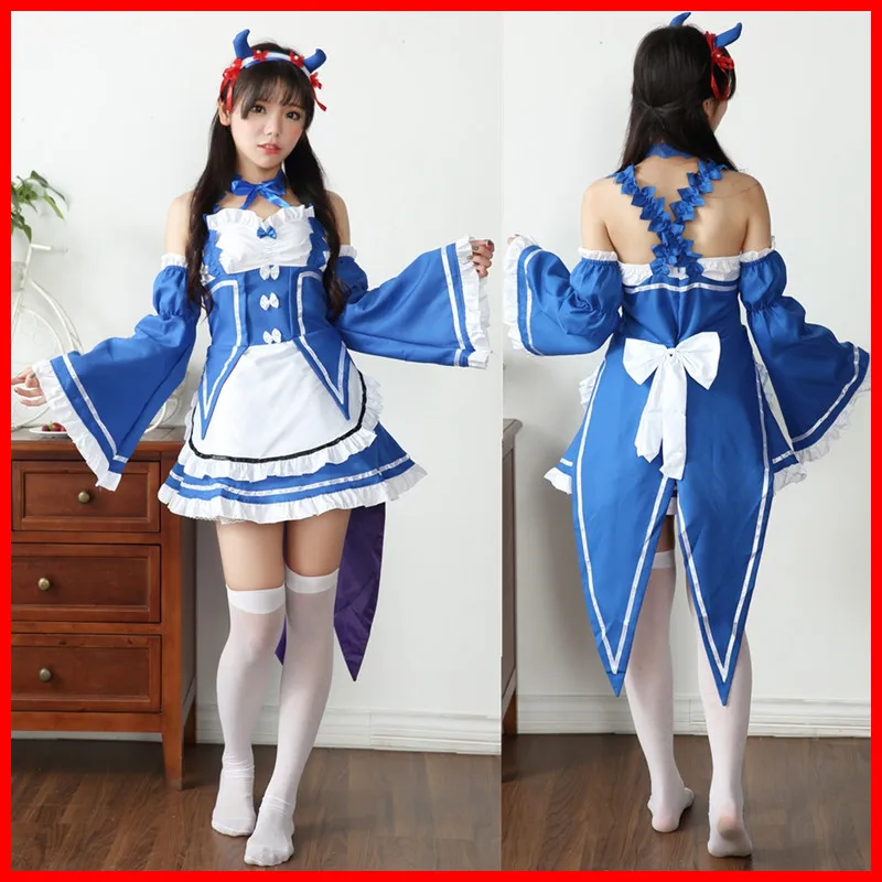 Ram/Rem Косплей Re: zero Hajimeru Isekai Seikatsu Re Life In a Different World Kawaii Sisters костюм горничной платье