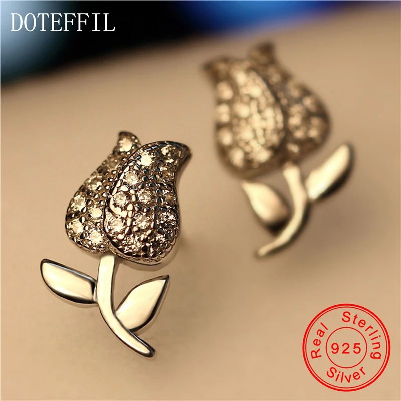 Женские серьги-гвоздики из серебра 100% пробы с фианитом | Украшения и аксессуары