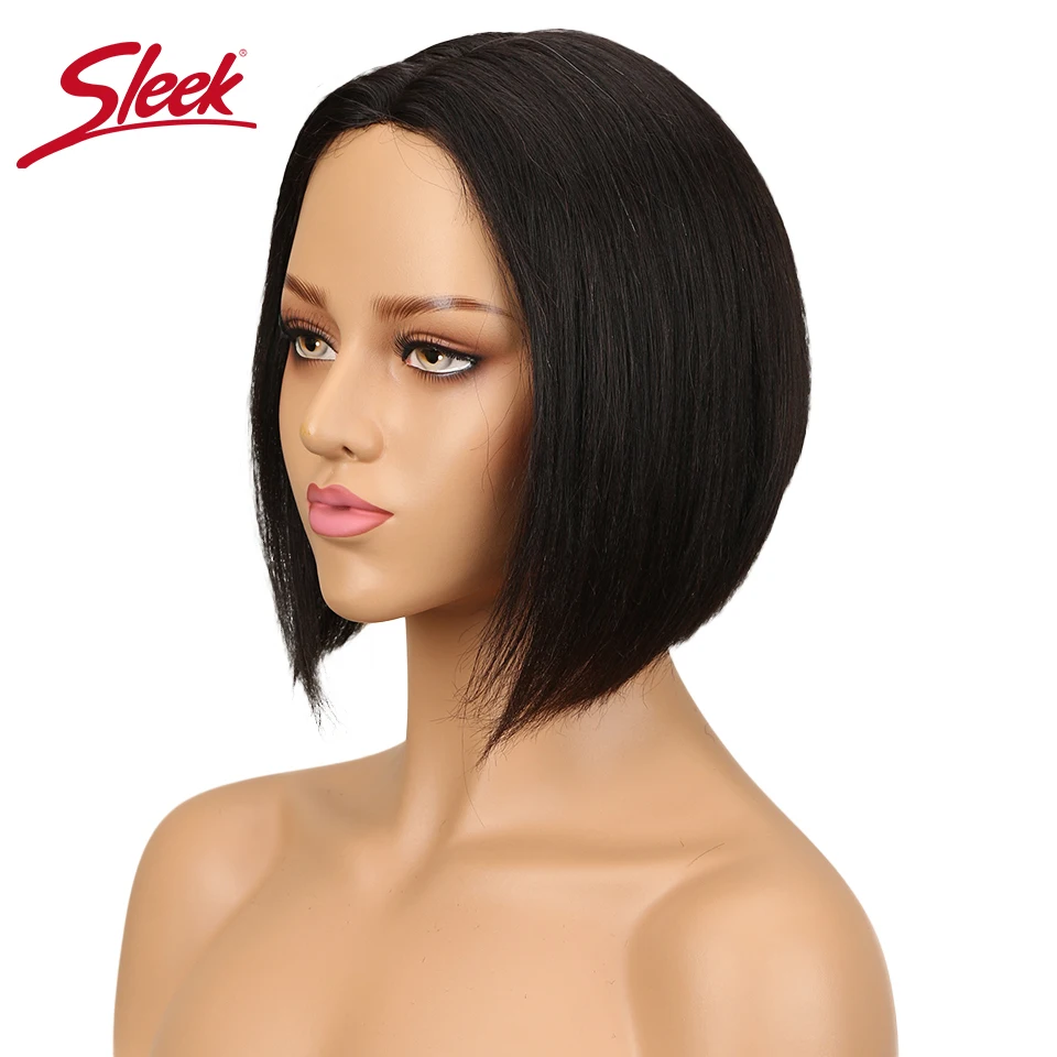 Sleek бразильских волос парики прямо боб для черный Для женщин натуральный Цвет