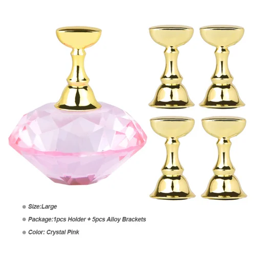 L Crystal Pink STZ 1 Набор Магнитных насадок для ногтей держатель из сплава Pratice Дисплей Стенд Золотой Кристалл показ полка для накладных ногтей маникюр Дизайн#741 - Цвет: L Crystal Pink