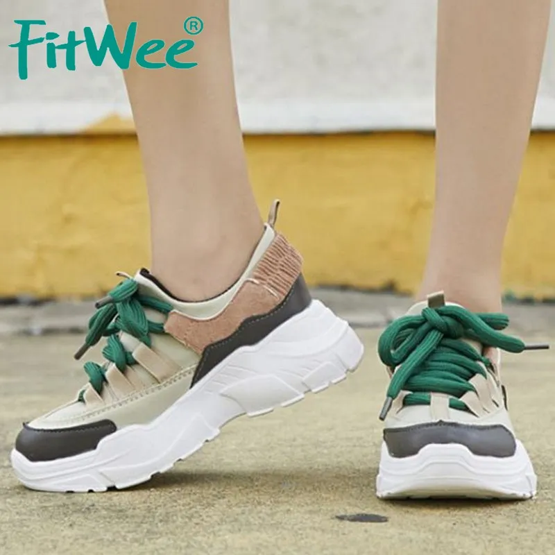 Женские кроссовки с толстой подошвой FITWEE молодежная Вулканизированная обувь