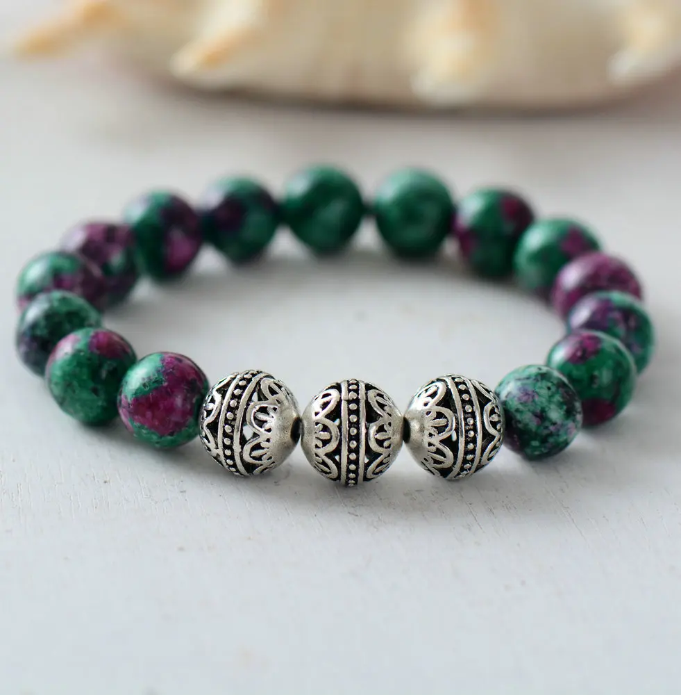 Мужские браслеты с бисером 10 мм натуральный камень Бусины в тибетском стиле