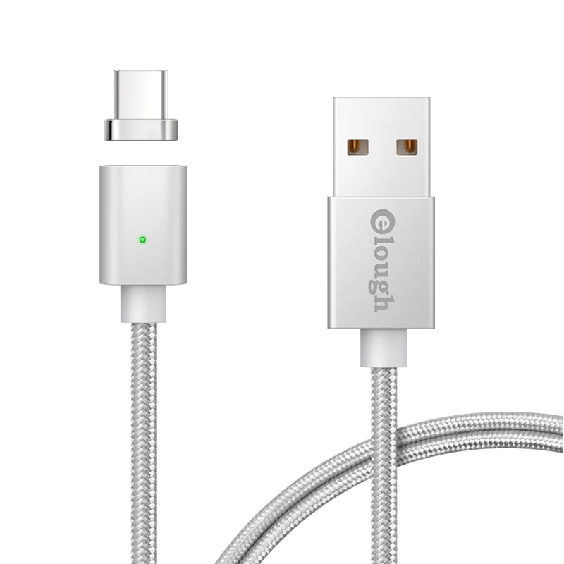 Elough E04 Магнитный кабель usb type C для samsung galaxy s8 note8 plus, быстрое зарядное устройство для мобильного телефона, магнитный кабель для зарядки type-c - Цвет: Silver