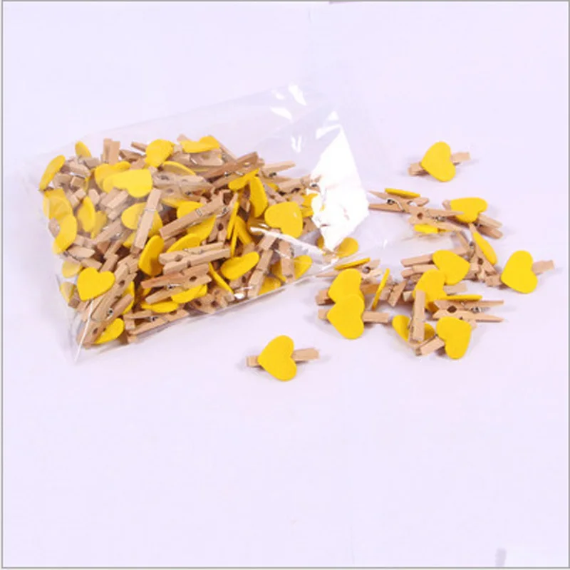 10yellow Сердце деревянная вешалка для одежды прищепка зажимы офисные вечерние украшения Аксессуары фото прищепки 30x4 мм DIY - Цвет: 10yellow