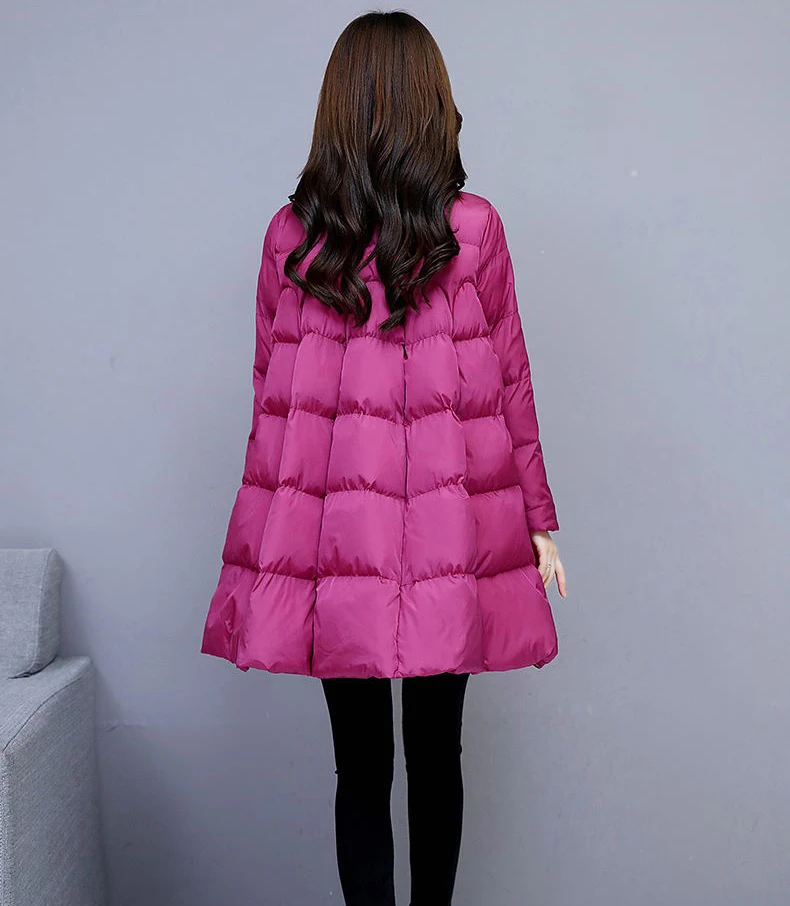 Модное однотонное женское хлопковое пальто с карманами, зима, Новая повседневная длинная куртка на молнии, теплые толстые хлопковые куртки для женщин