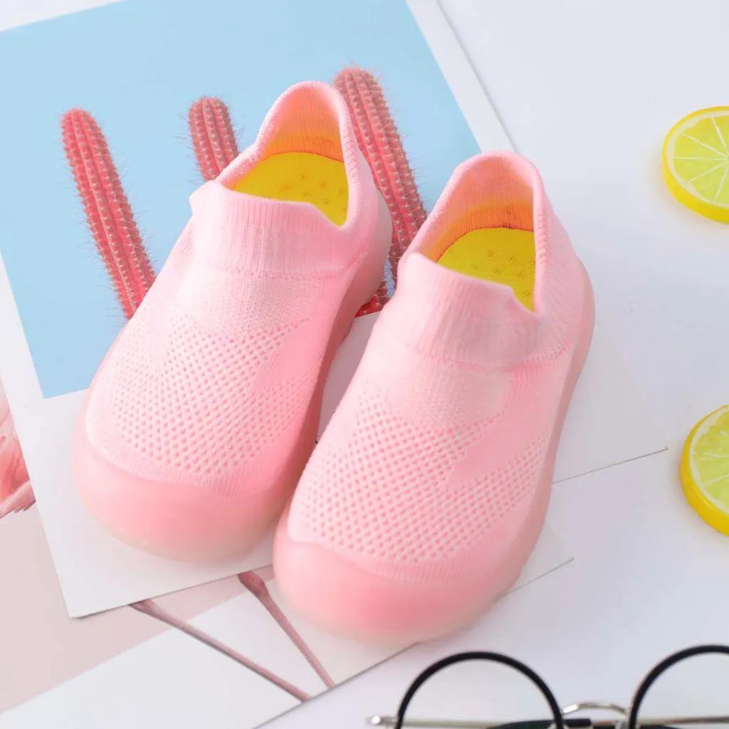 Perimedes/однотонная Милая трикотажная дышащая обувь для маленьких девочек и