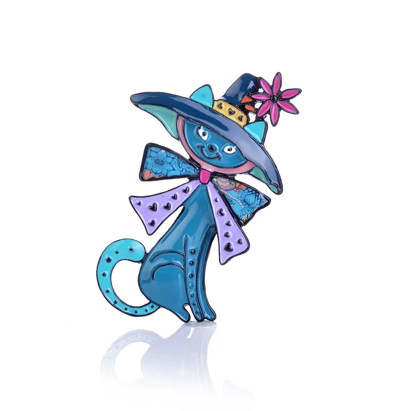 Мужская/женская брошь в форме кошки ведьмы из цинкового сплава | Украшения и