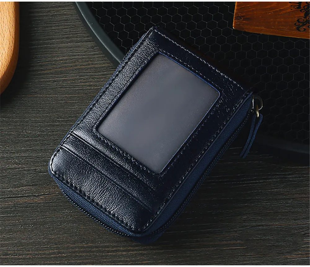 BISI GORO Card Holder Business Card Case with RFID Blocking Vintage Unisex High Quality Genuine Leather Credit Card Wallets