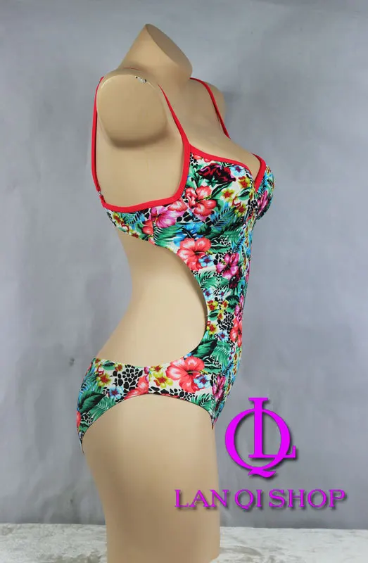 Сексуальная новый зеленый дикий цельный Underwired монокини дополненные дамы