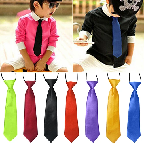 

Hot School Boys Kids Children Baby Wedding Banquet Solid Colour Elastic Tie Necktie Y8JK 7G5F