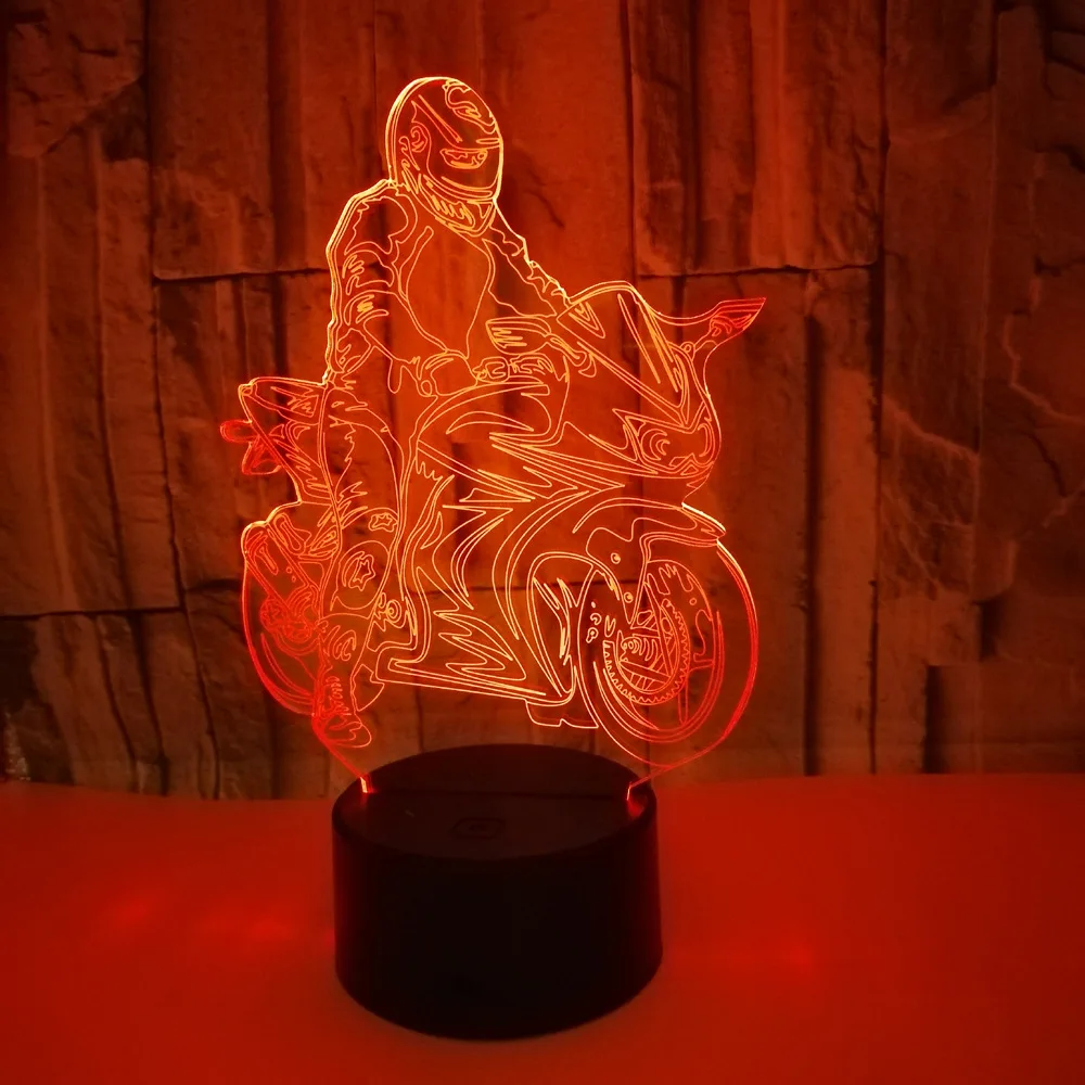 Мотоцикл 3d лампа Veilleuse Enfant Спальня Ночник светильник Новинка Luminaria Led Usb