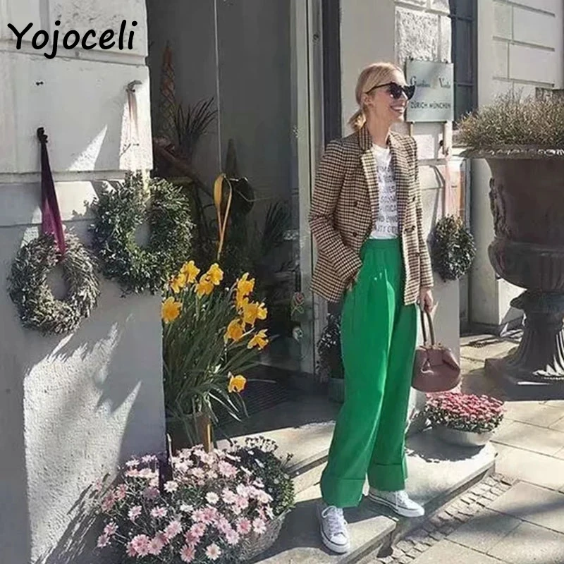 Пиджак Yojocel Женский винтажный двубортный Блейзер повседневная верхняя одежда