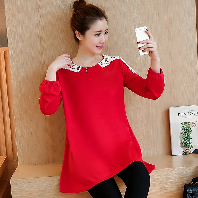 Новинка 2019 зимнее модное платье для беременных женщин футболка с длинным рукавом