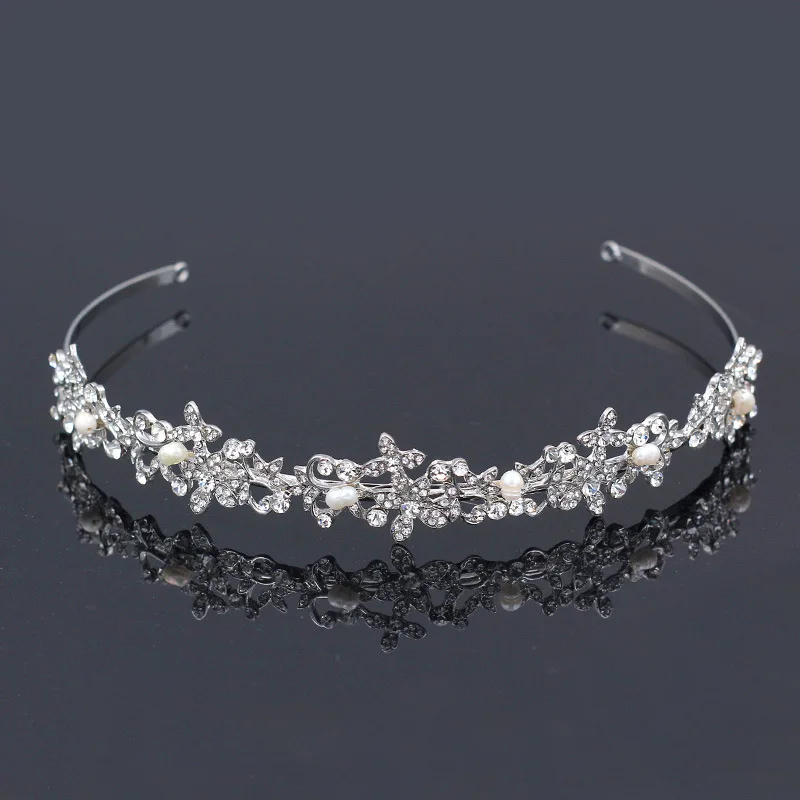 

Floralbride Art Deco Alloy Rhinestone Crystal Pearls Wedding Tiara Headband Bridal Hair Accessories Bridesmaids Princess Women