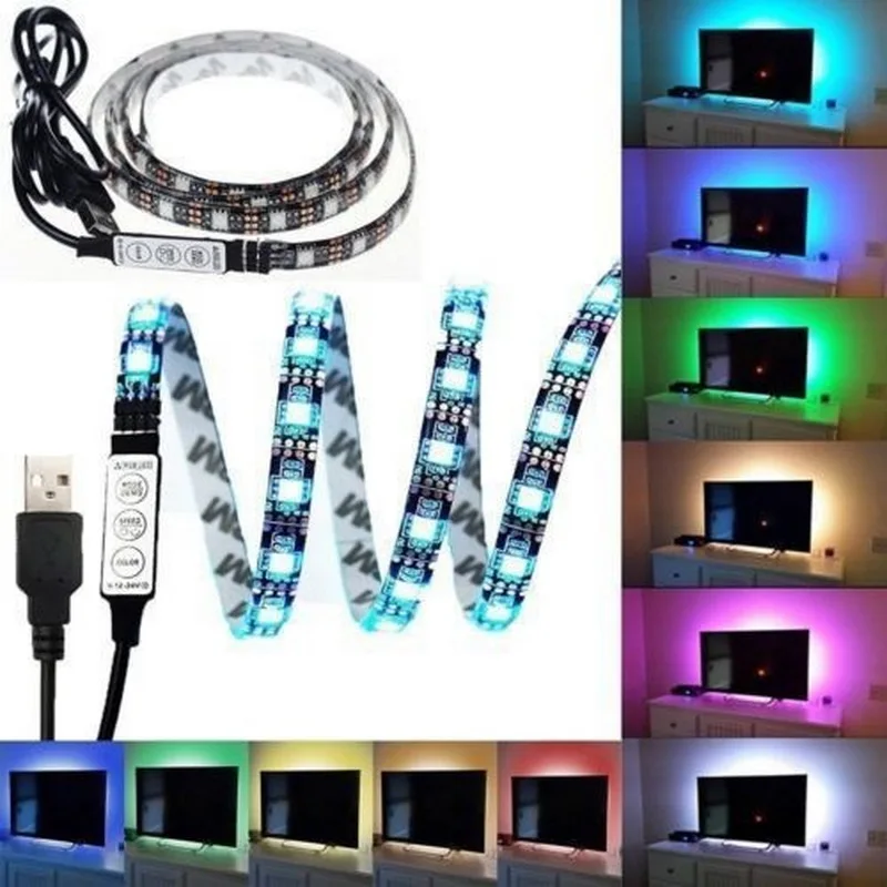 

0.5M/1M/2M USB LED Strip Lights TV Conputer Background Decorative Light RGB Color Changing Lighting