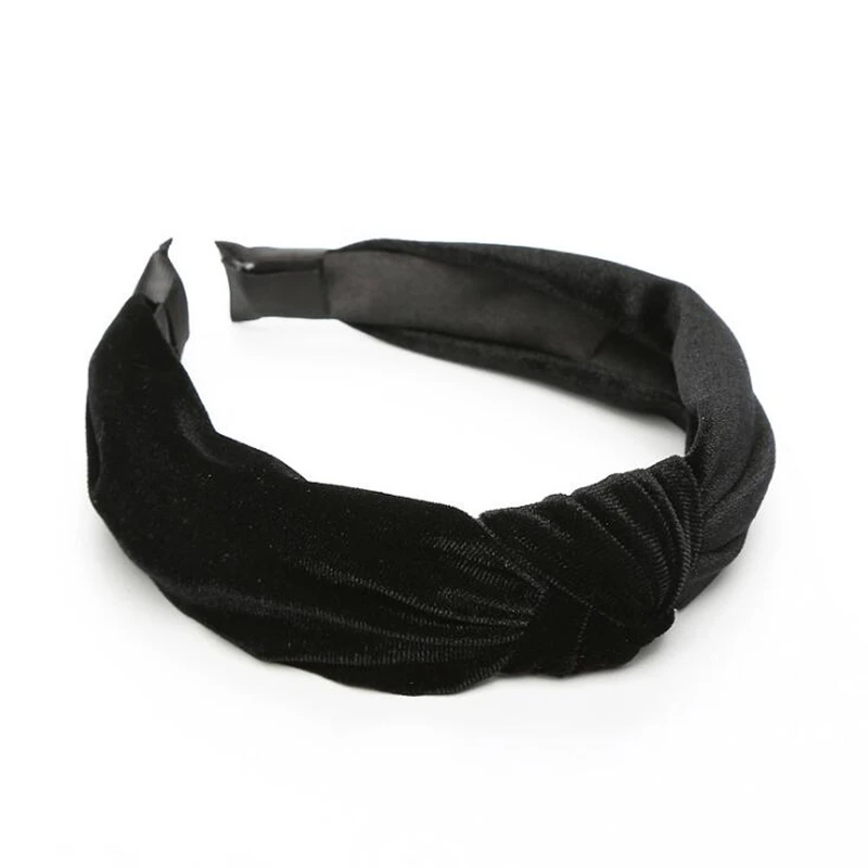 Color 14 Women Girls Fashion Velvet Knitted Korean Solid Bezel Hairband Hair Accessories Elegant Cross Headband Ornament For Female Girls - Цвет: Color 14