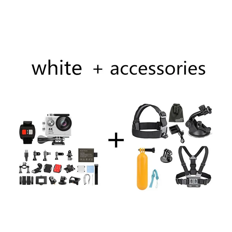 Bundle white AKASO EK7000 4K wifi экшн-камера для съемки под открытым небом Ультра HD Водонепроницаемая DV видеокамера велосипедный шлем видеокамера для экстремальных видов спорта - Цвет: Bundle white