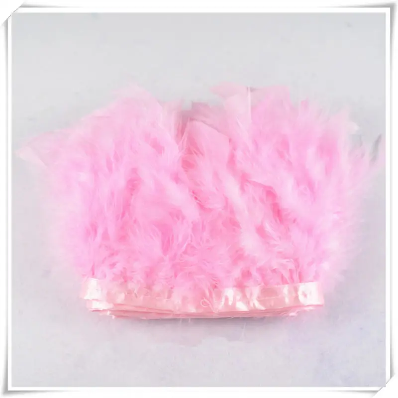 Pink 2 ярдов натуральное окрашенное перо индюшки бахрома отделка 10-15 см chandelle перья марабу украшения юбка платье отделка Перья для ремесел - Цвет: Pink