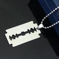 dongsheng fashion silver color stainless steel razor blades pendant necklaces men jewelry steel male shaver shape necklace 30