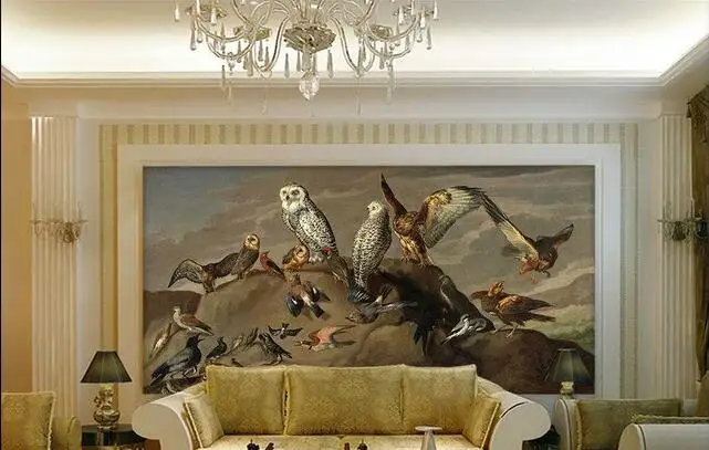 

3d room wallpaper custom mural bird kingdom classical oil painting wall in the background home decor wallpaper for walls 3 d