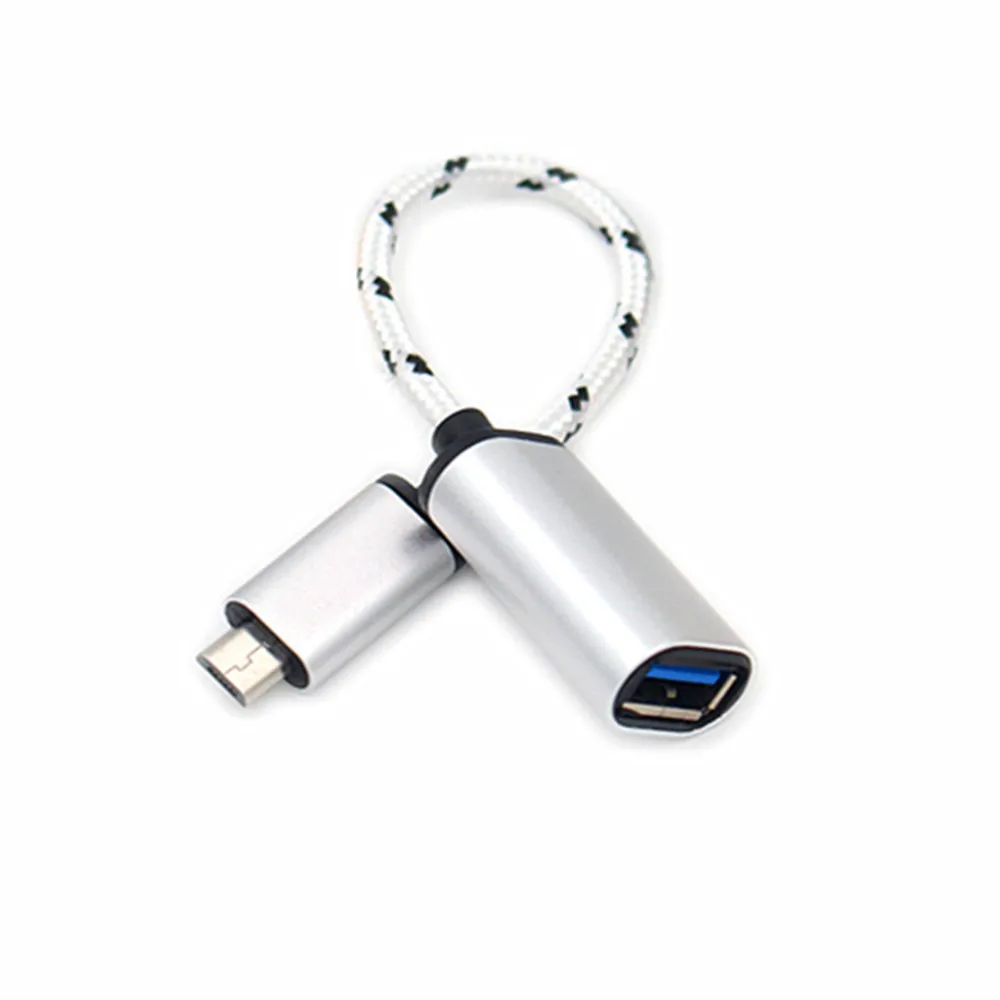 Микро USB к OTG адаптеру кабель штекер гнездо алюминий Android нейлон с функция