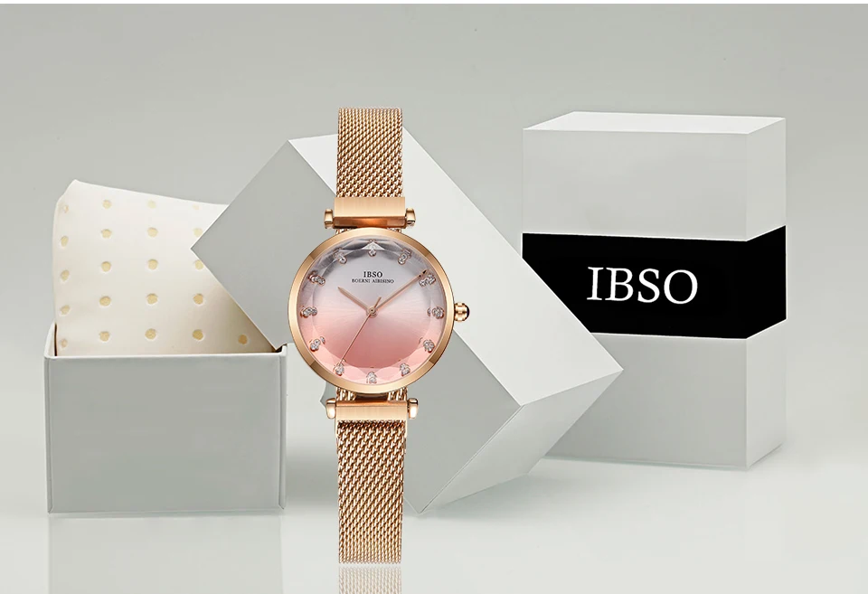 IBSO, женские кварцевые часы, стекло, стразы, кварцевые часы для женщин, магнитная пряжка, дизайн, женские наручные часы, Montre Femme