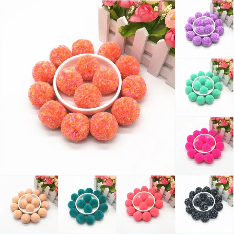 Шарик помпон из пряжи смешанного цвета 3 5 см помпоны для рукоделия украшения