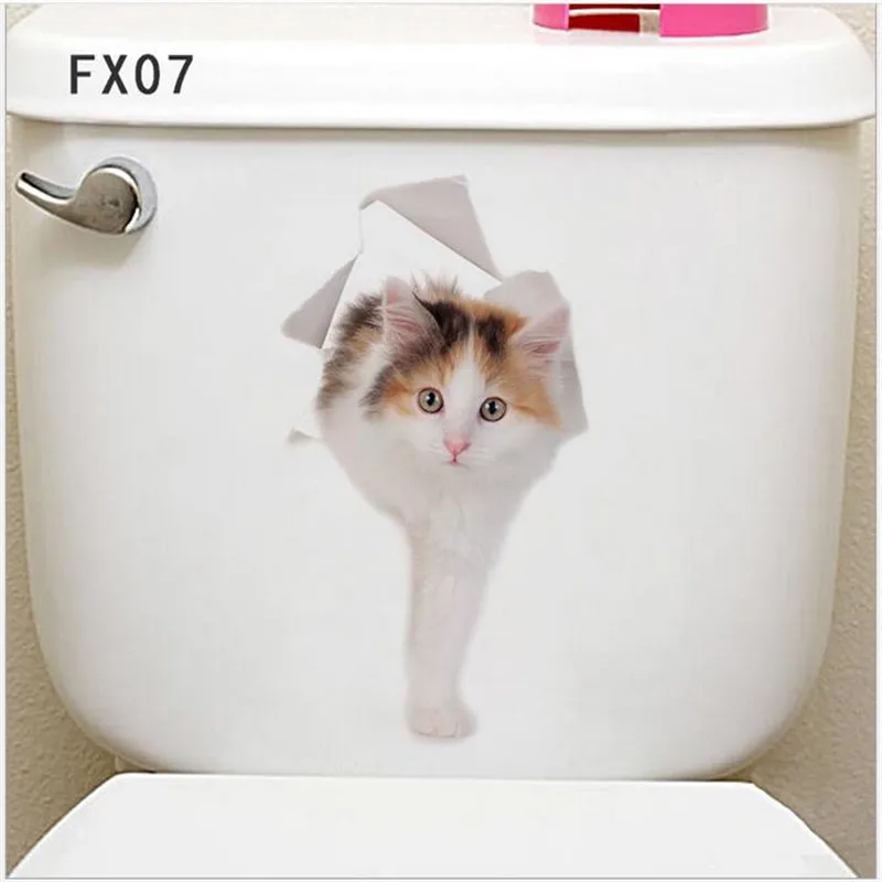 1 шт. милый 3D котенок Туалет Наклейка кошка на стену кухня холодильник наклейка s для гостиной спальни домашний декор Прямая