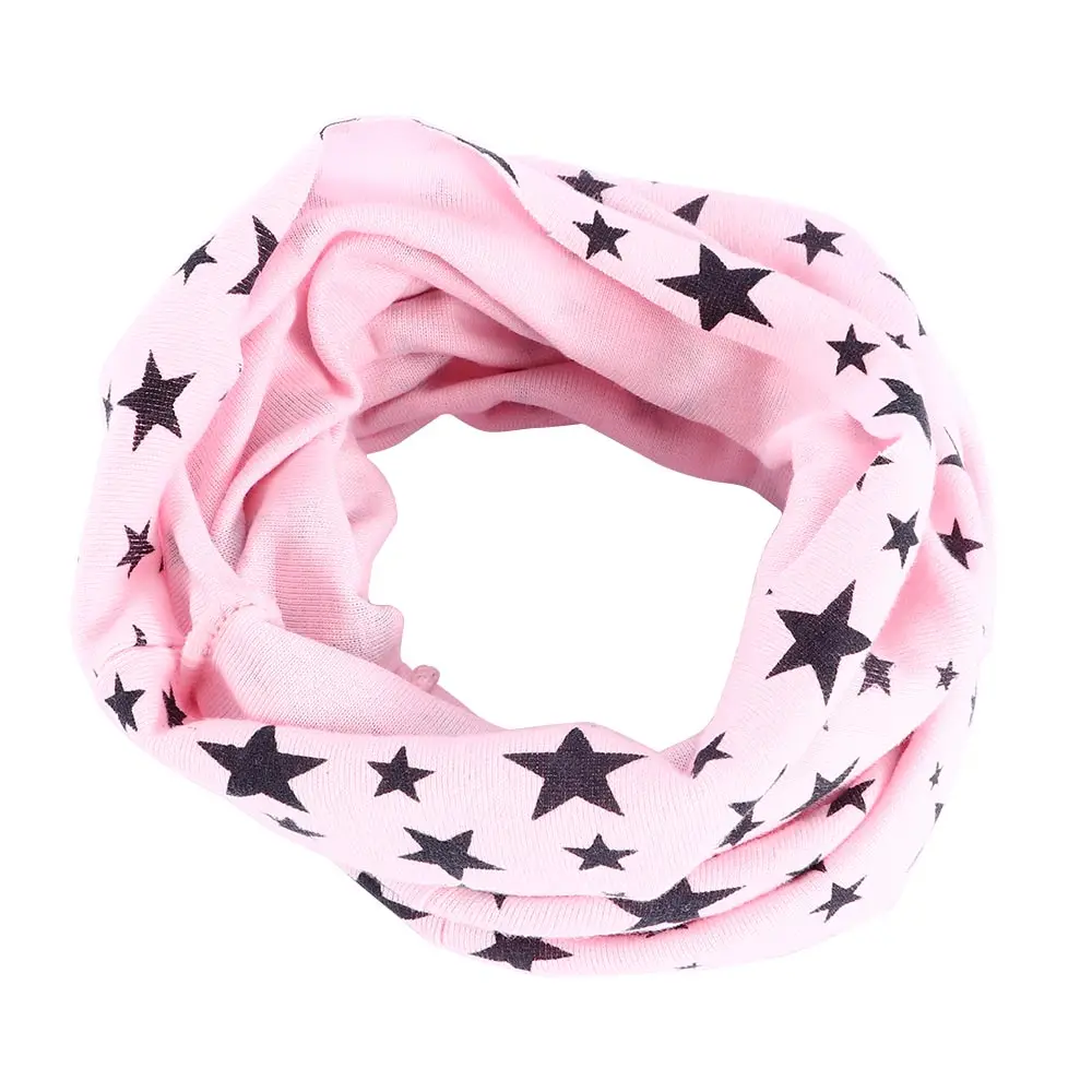 pink Милый хлопковый детский шарф с принтом звезды, детские весенние теплые шарфы для мальчиков и девочек, кольцо-ошейник, шарф - Цвет: pink