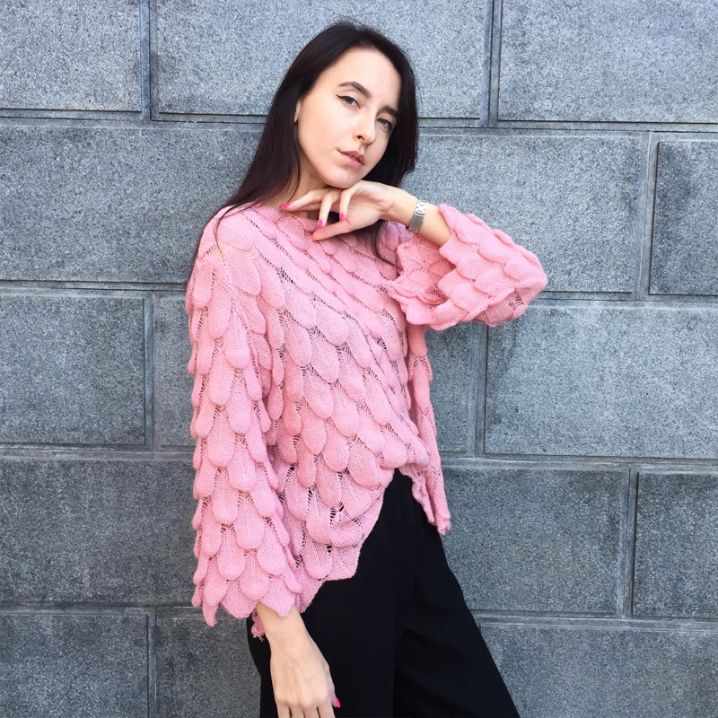 Spring Elegant Knit Jumpers Ladies Sweater Fashion Loose Hollow Out Women Sweaters and Pullovers Cute 3D Sueter Mujer Female | Женская