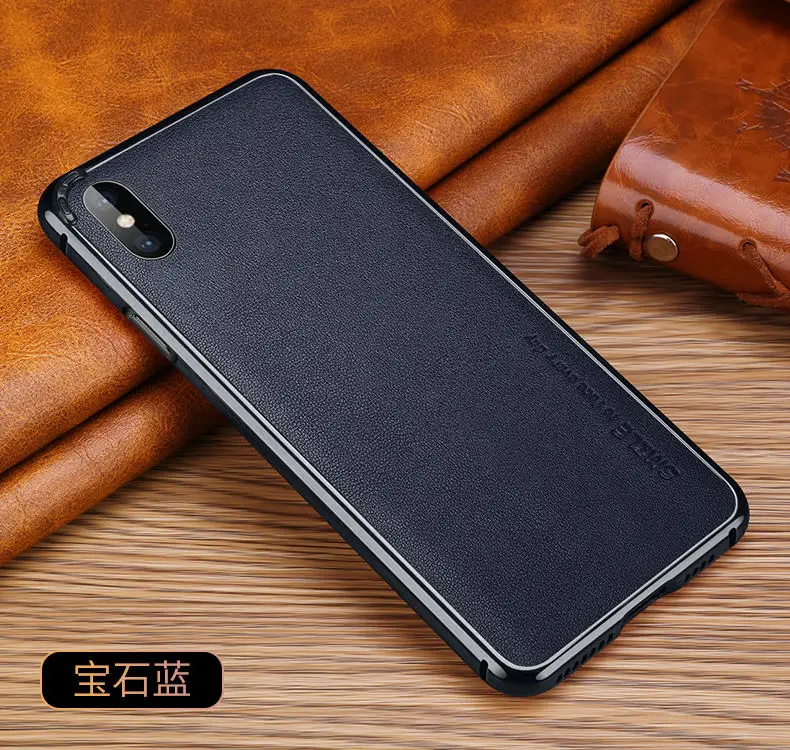 Чехол для iphone XS Max с алюминиевой металлической рамкой+ наклейка из натуральной кожи, чехол для телефона для iphone XR X 6 6S 7 8 Plus, чехол - Цвет: 2