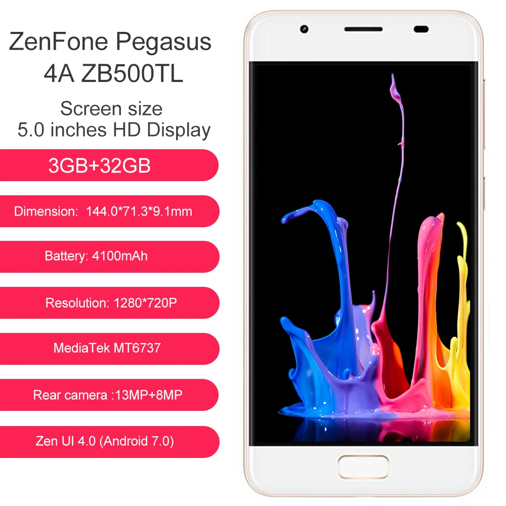 Asus zenfone 4 Max ZB500TL Peg asus 4A 4G LTE 4100 мАч Android 7 0 3 ГБ Оперативная память 32 Встроенная