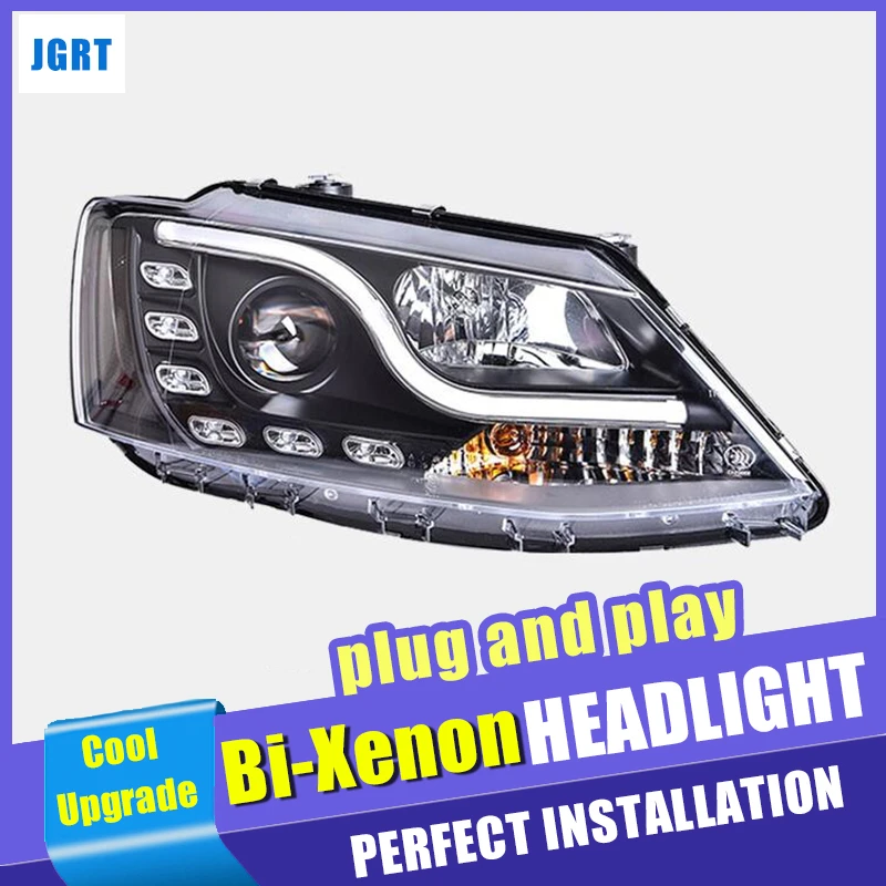 Auto part Style LED Head Lamp for VW Jetta led headlights 2012-2018 drl H7 hid Bi-Xenon Lens angel eye low beam | Автомобили и