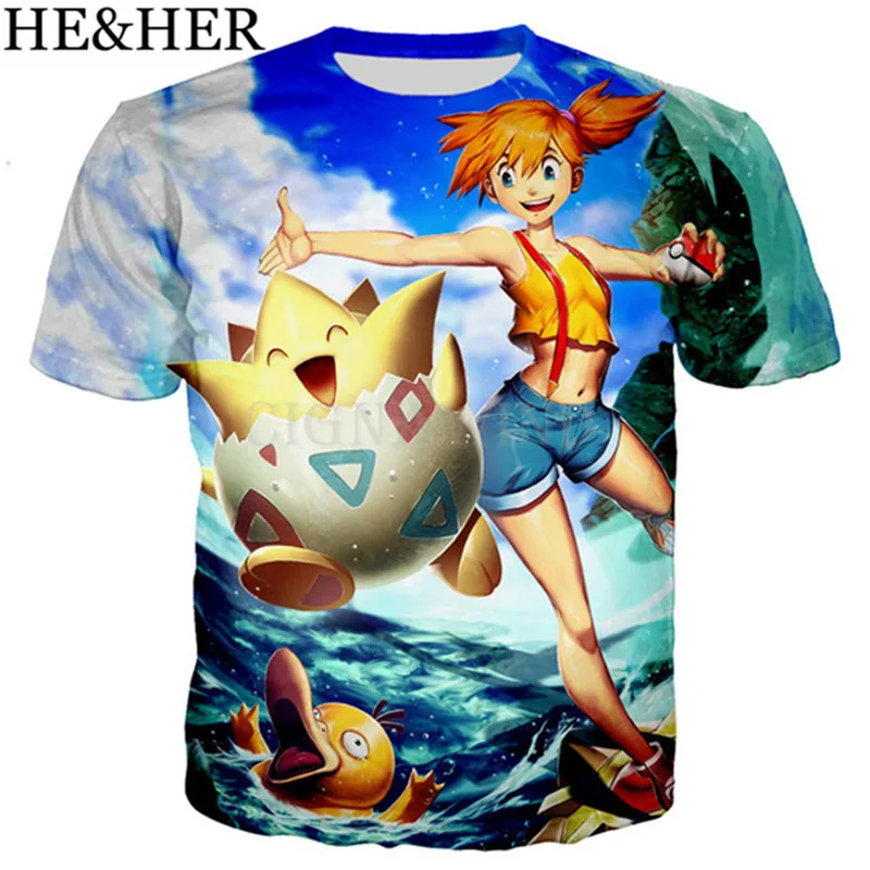 Летний топ новейшие разработки мультфильм Pokemon футболка мужские/женские