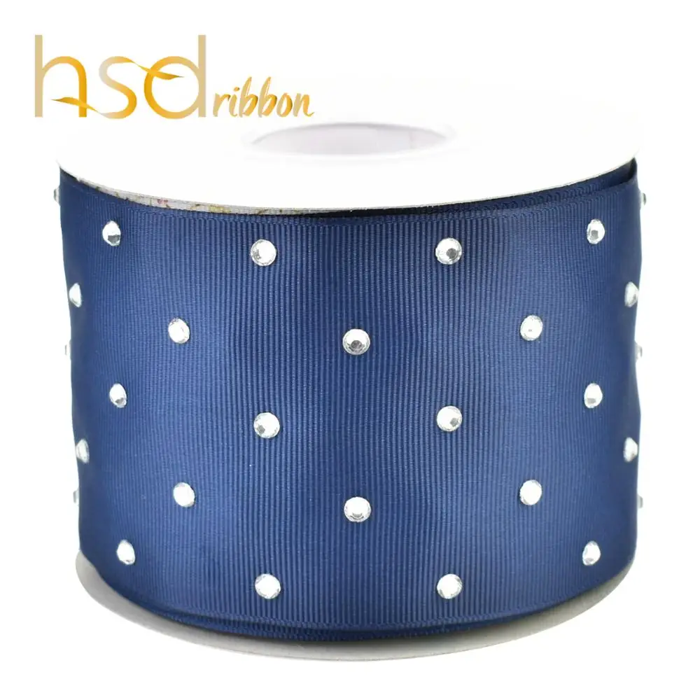 HSDRIBBON 3&quot 75mm Rhinestone Setting on Colorful Solid Color Grosgrain Ribbon 25 Yards per Roll | Дом и сад