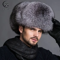 hot high end luxury fur hat mens fox fur hat lei feng cap ear cap fur necessary hat real fur hat 100 sheepskin top fox hat