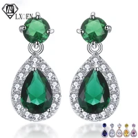 lxoen fashion water drop zircon drop earrings for women silver color wedding earrings jewelry brinco gift bijoux