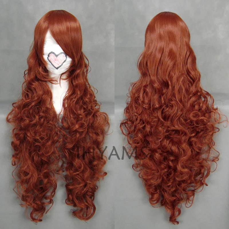 Suiseiseki Auburn 90 см длинный волнистый синтетический парик для косплея + бесплатная