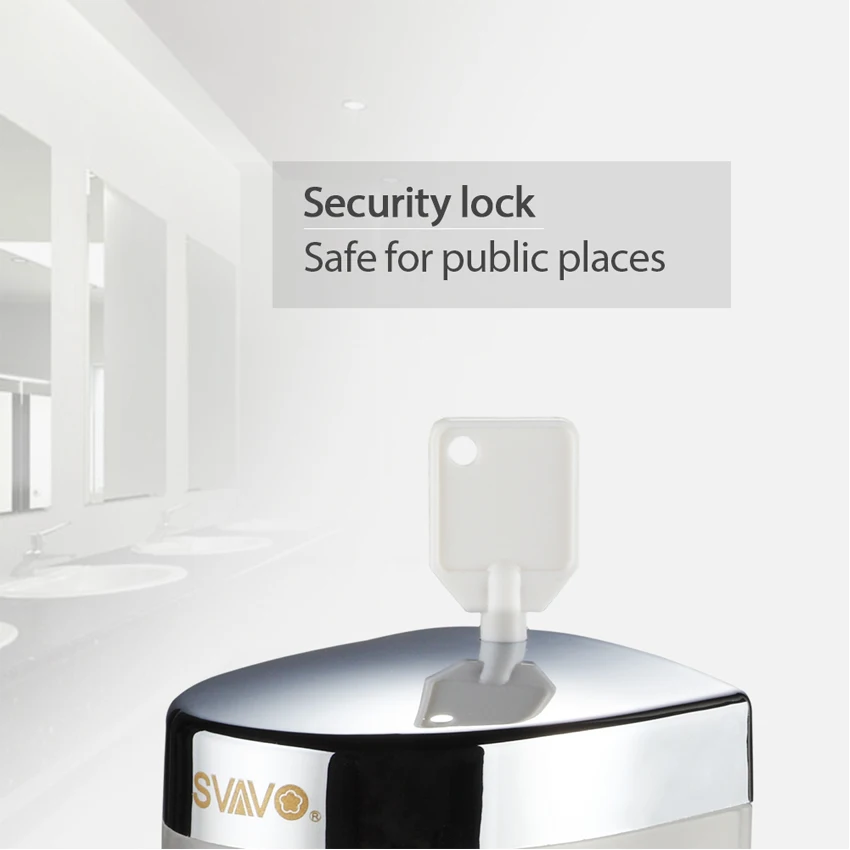 300 мл ручной дозатор жидкого мыла настенный с замком безопасности белый хром для