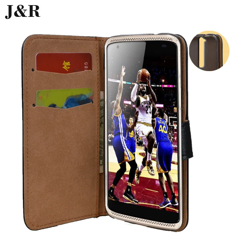 Кожаный чехол J & R для zte Axon Mini телефона s книжка в стиле книги черный цвет 4