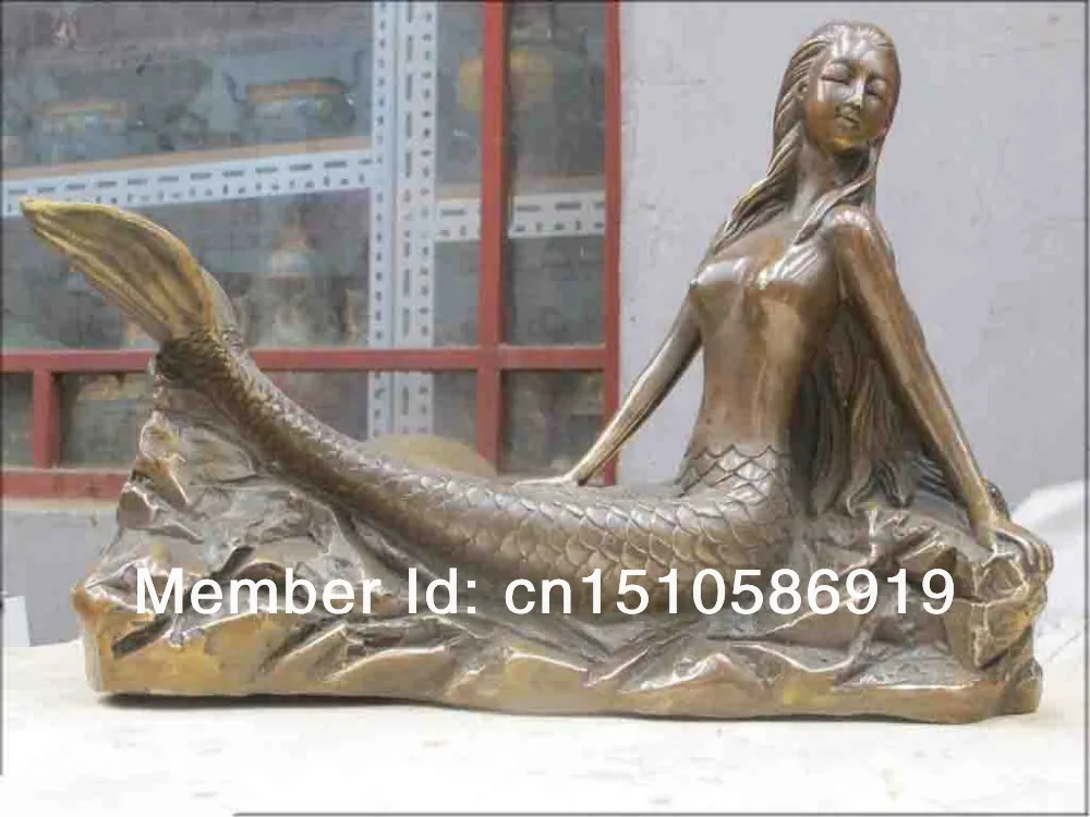 13 &quotДания миф Бронзовый пробы с настоящим жемчугом рисунком маленькая русалочка