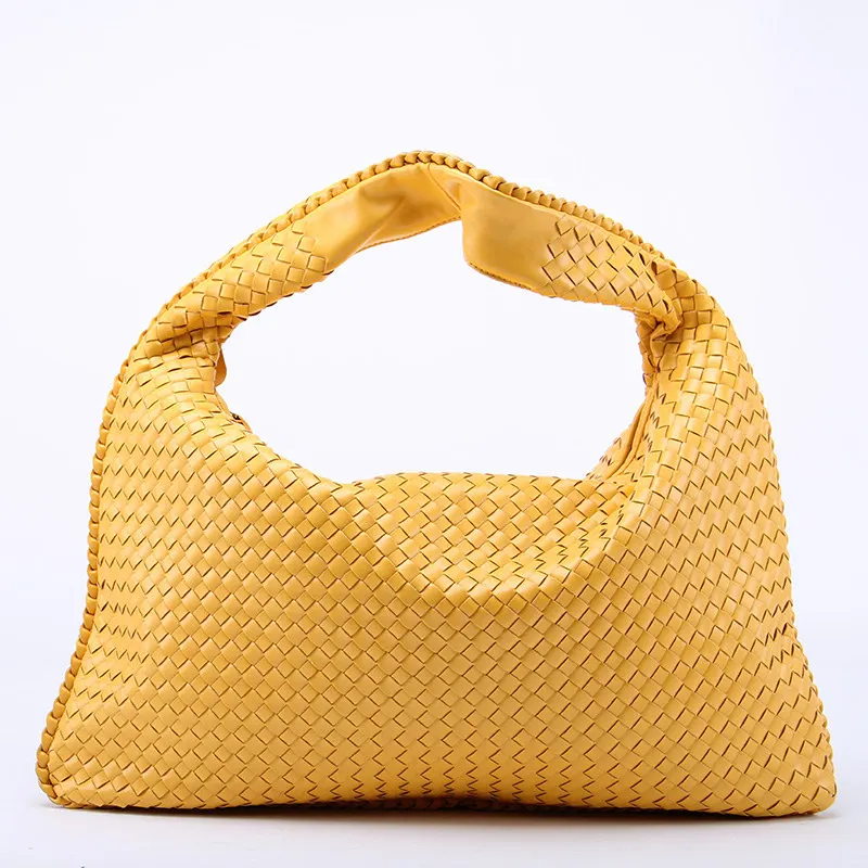 Yellow Фирменная новинка, Женская тканая кожаная сумка знаменитостей, крест-накрест, Хобо, сумочка для пышек, женская вязаная Повседневная Сумка-тоут - Цвет: Yellow